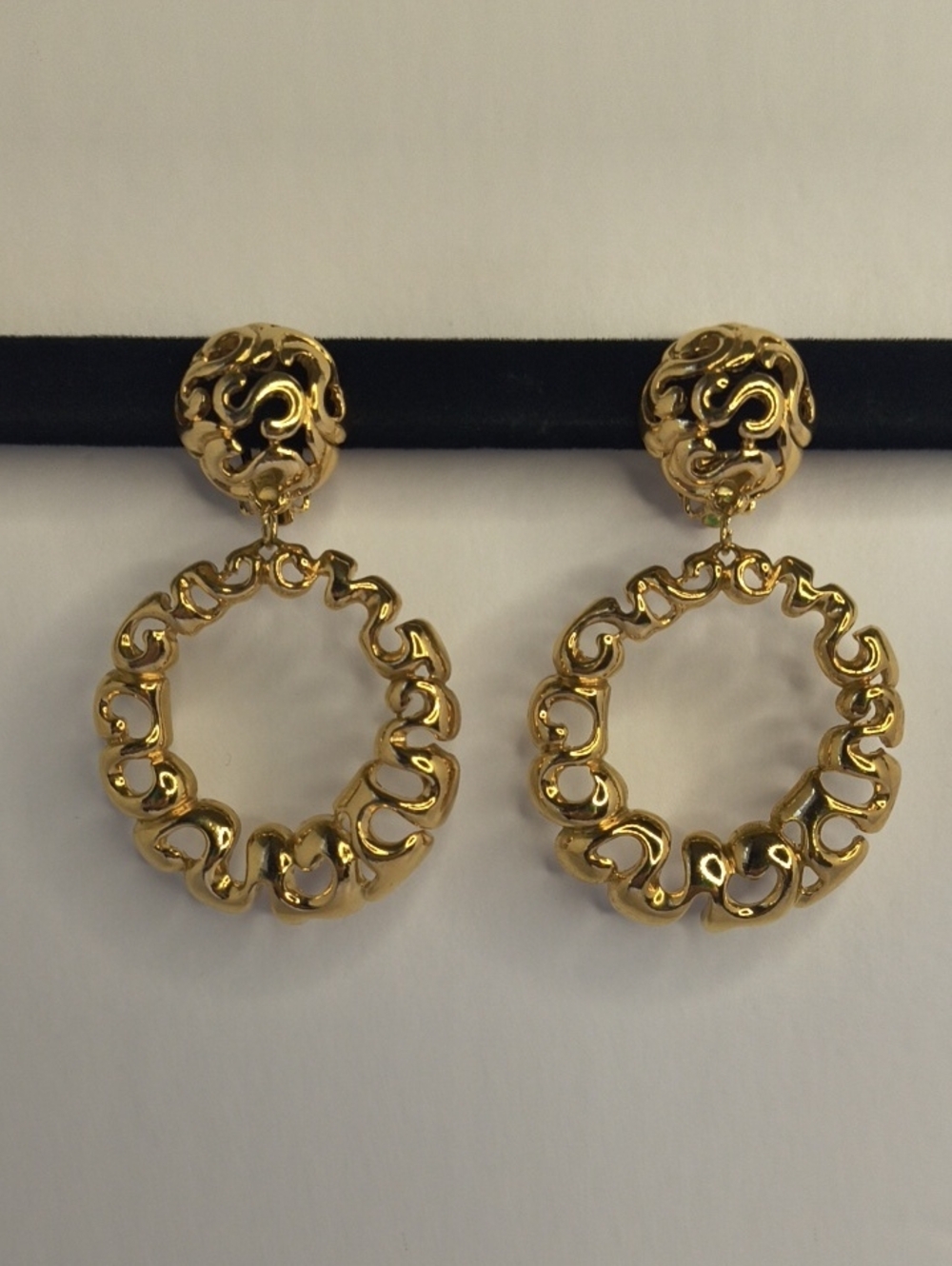 Bold Swirl Door Knocker Vintage Clip-On Earrings